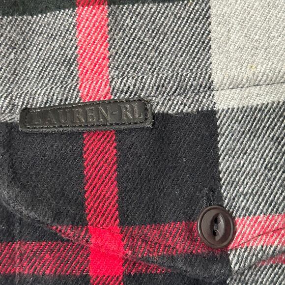 Lauren Ralph Lauren Flannel Plaid Long Sleeve Zip-Up Shacket Size Md / Lg Y2K - Picture 4 of 14